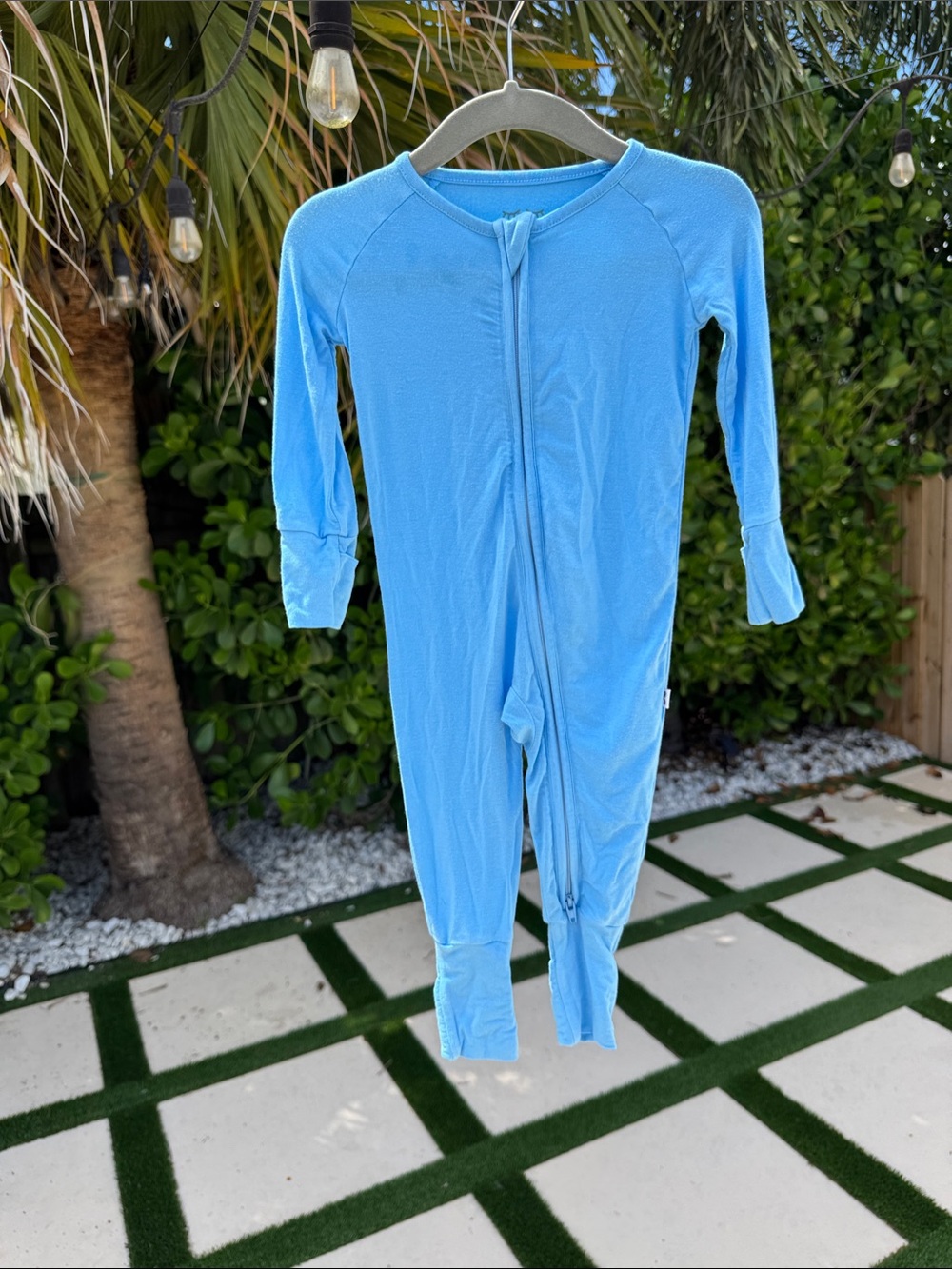 LITTLE SLEEPIES Light Blue Kids One-Piece Footie Pajamas